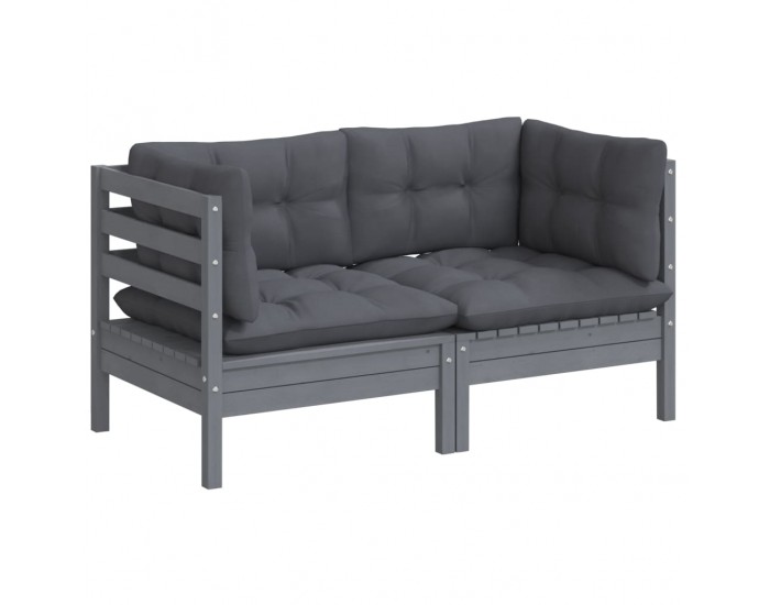 Sonata H 2-местен градински диван с възглавници антрацит, бор масив