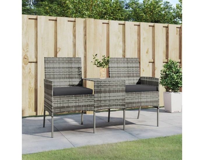 Sonata H 2-местен градински диван с чаена масичка, полиратан, антрацит