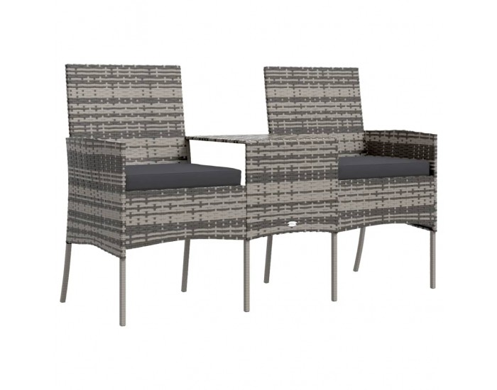 Sonata H 2-местен градински диван с чаена масичка, полиратан, антрацит