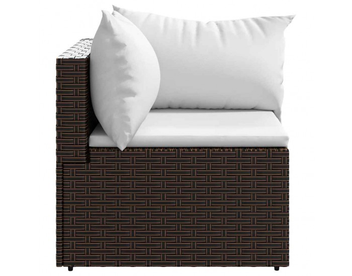 Sonata H Градински ъглов диван с възглавници, кафяв, полиратан