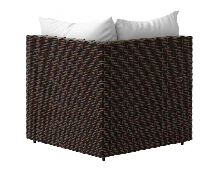 Sonata H Градински ъглов диван с възглавници, кафяв, полиратан