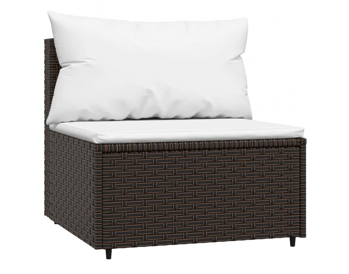 Sonata H Градински среден диван с възглавници, кафяв, полиратан