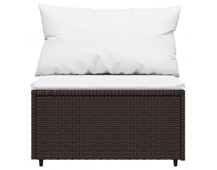 Sonata H Градински среден диван с възглавници, кафяв, полиратан