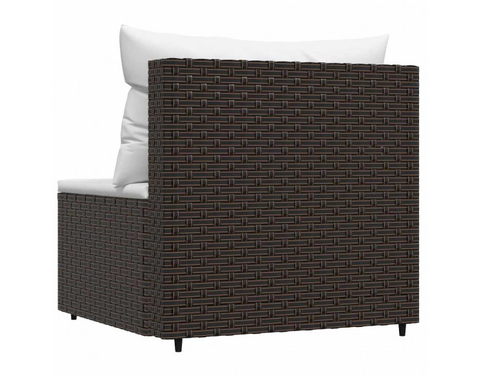 Sonata H Градински среден диван с възглавници, кафяв, полиратан