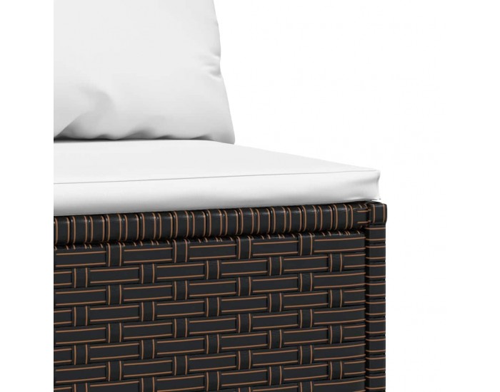 Sonata H Градински среден диван с възглавници, кафяв, полиратан
