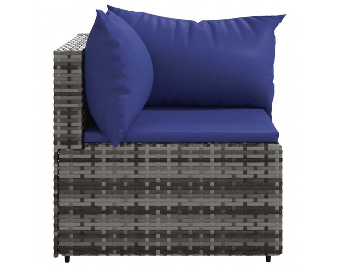 Sonata H Градински ъглов диван с възглавници, сив, полиратан