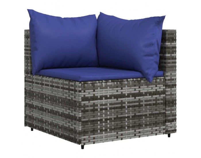 Sonata H Градински ъглов диван с възглавници, сив, полиратан