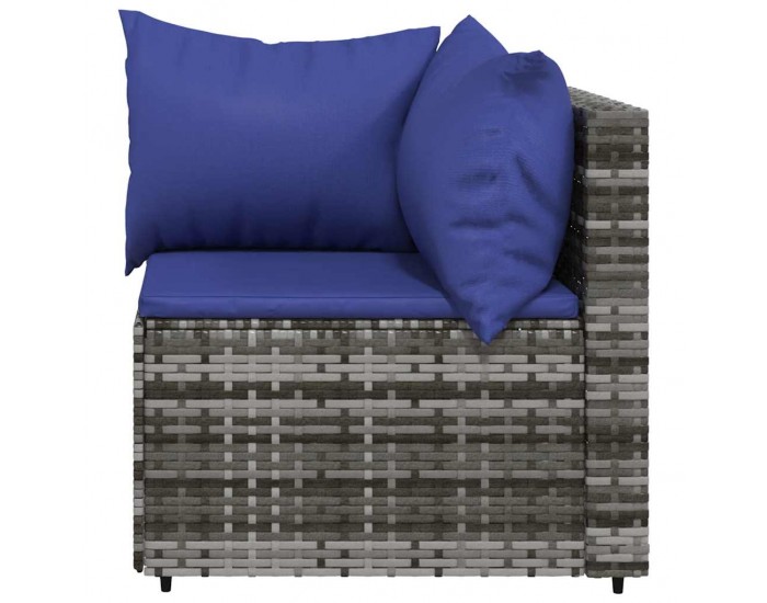 Sonata H Градински ъглов диван с възглавници, сив, полиратан