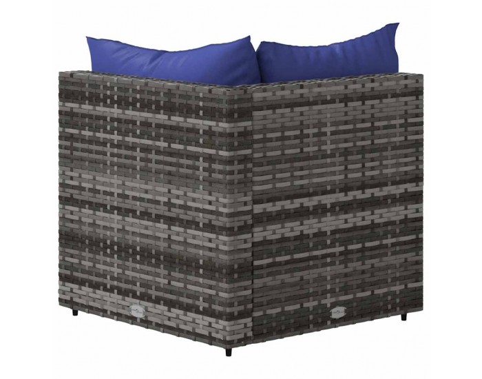 Sonata H Градински ъглов диван с възглавници, сив, полиратан