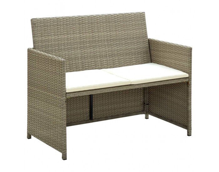 Sonata H 2-местен градински диван с възглавници, бежов полиратан