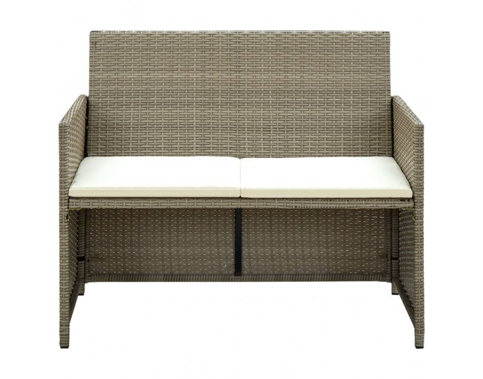 Sonata H 2-местен градински диван с възглавници, бежов полиратан