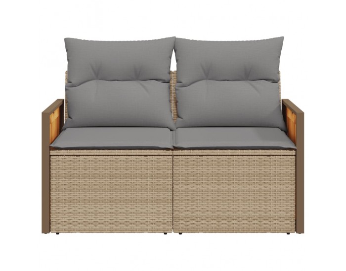 Sonata H Градински диван с възглавници 2-местен бежов полиратан