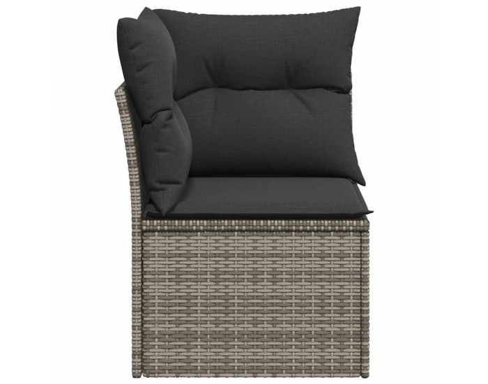 Sonata H Градински ъглов диван с възглавници, сив, полиратан