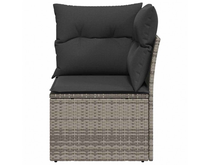 Sonata H Градински ъглов диван с възглавници, сив, полиратан