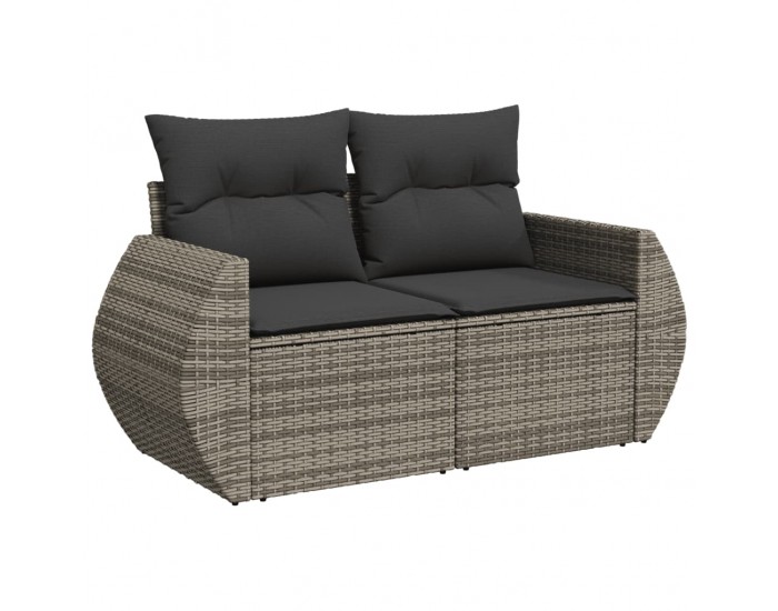 Sonata H Градински диван с възглавници 2-местен сив полиратан