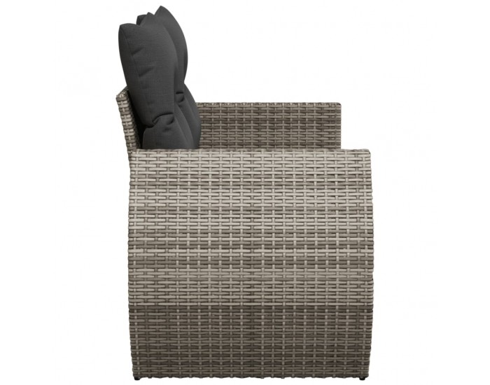 Sonata H Градински диван с възглавници 2-местен сив полиратан