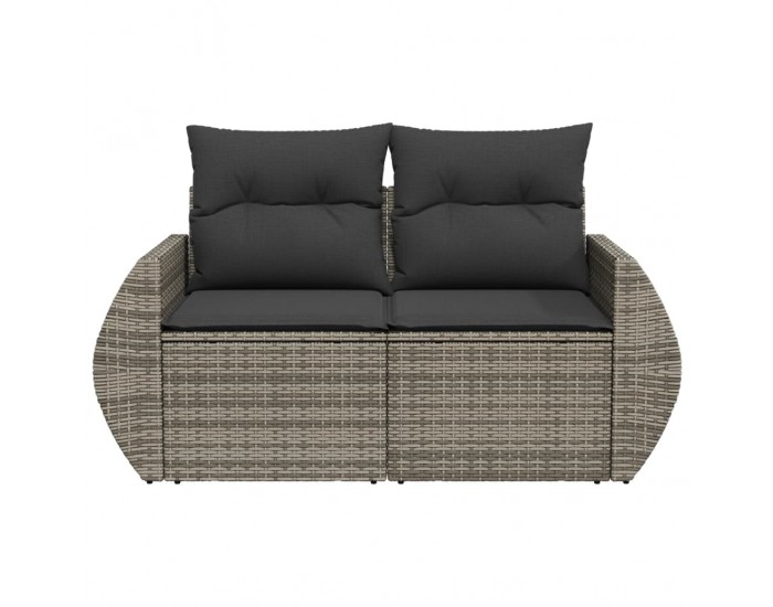 Sonata H Градински диван с възглавници 2-местен сив полиратан