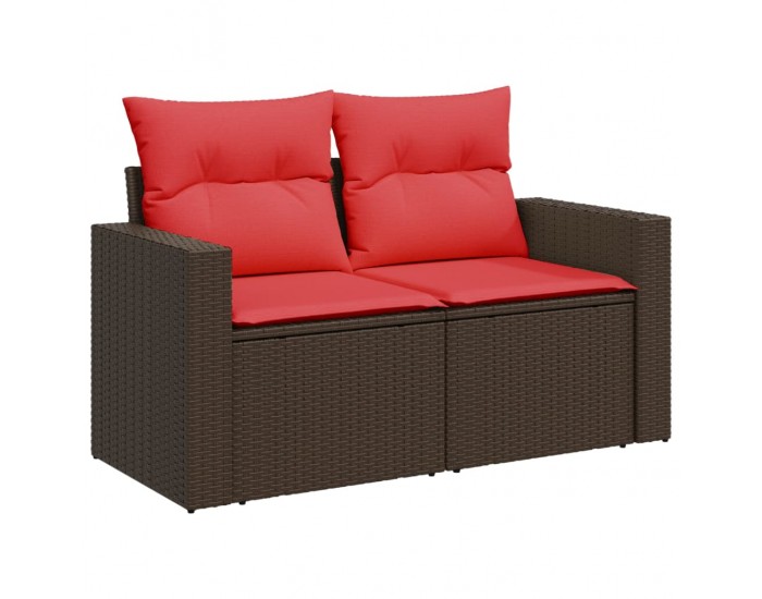 Sonata H Градински диван с възглавници, двуместен, кафяв, полиратан