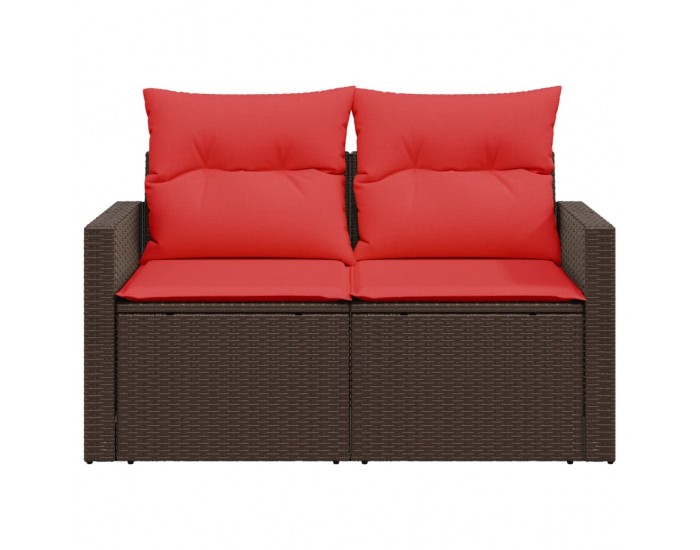 Sonata H Градински диван с възглавници, двуместен, кафяв, полиратан