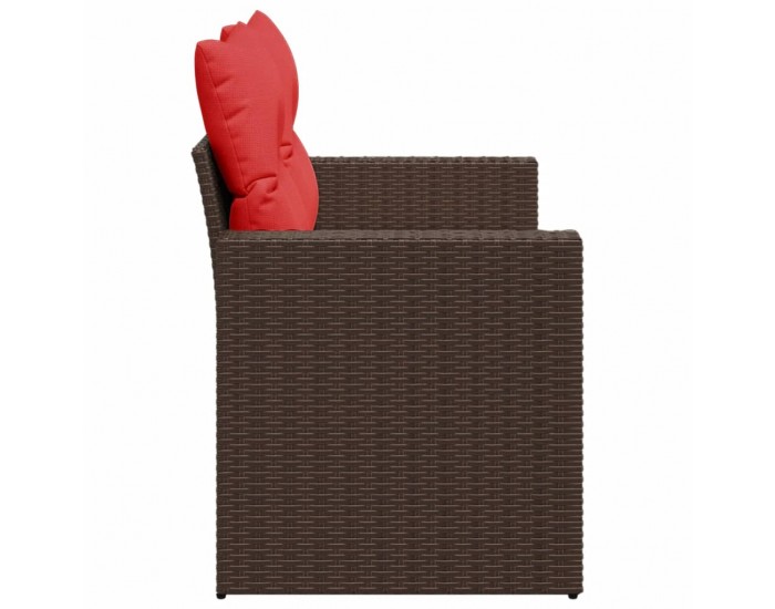 Sonata H Градински диван с възглавници, двуместен, кафяв, полиратан