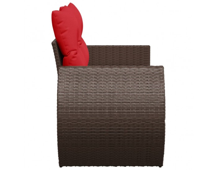 Sonata H Градински диван с възглавници, двуместен, кафяв, полиратан