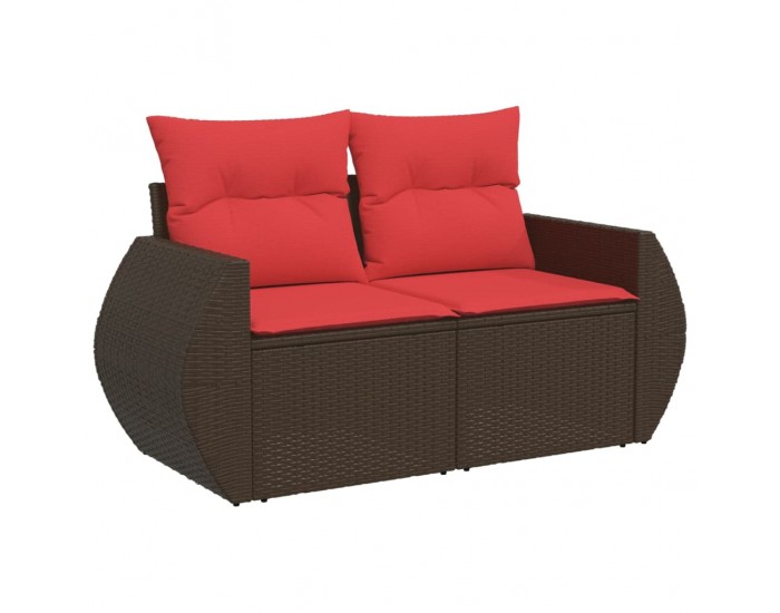 Sonata H Градински диван с възглавници, двуместен, кафяв, полиратан