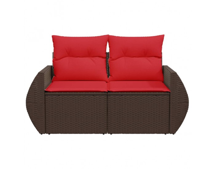 Sonata H Градински диван с възглавници, двуместен, кафяв, полиратан