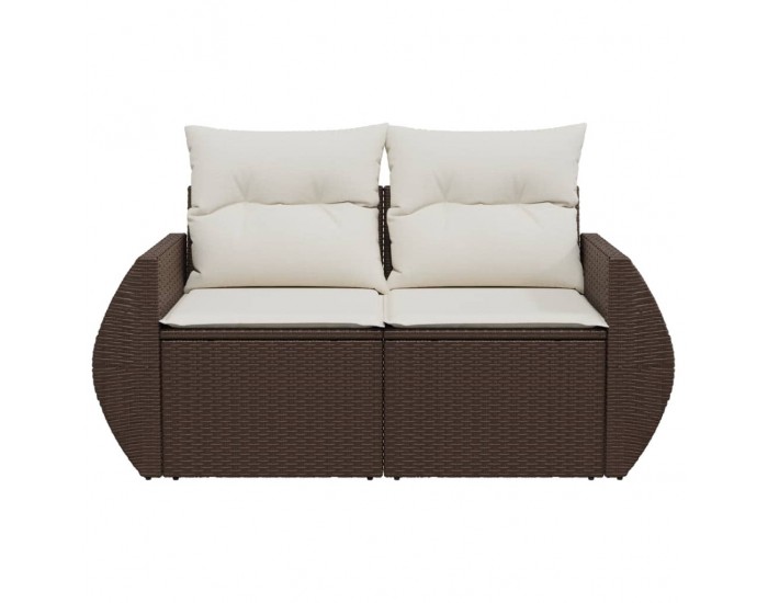 Sonata H Градински диван с възглавници 2-местен кафяв полиратан