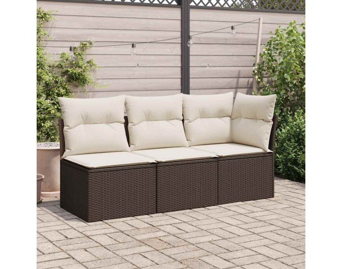 Sonata H Градински стол без подлакътници с възглавници кафяв полиратан