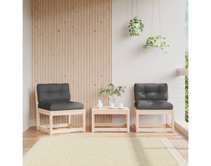 Sonata H Градински дивани с възглавници, 2 бр, борово дърво масив