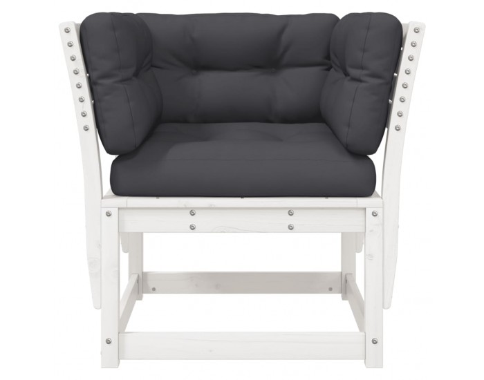 Sonata H Градинско кресло с подлакътник, с възглавници, бял, бор масив