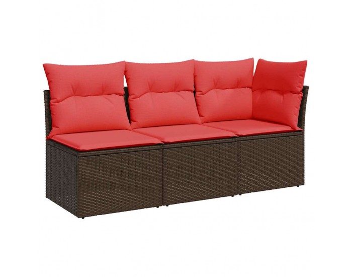 Sonata H Градински диван с възглавници, 3-местен, кафяв, полиратан