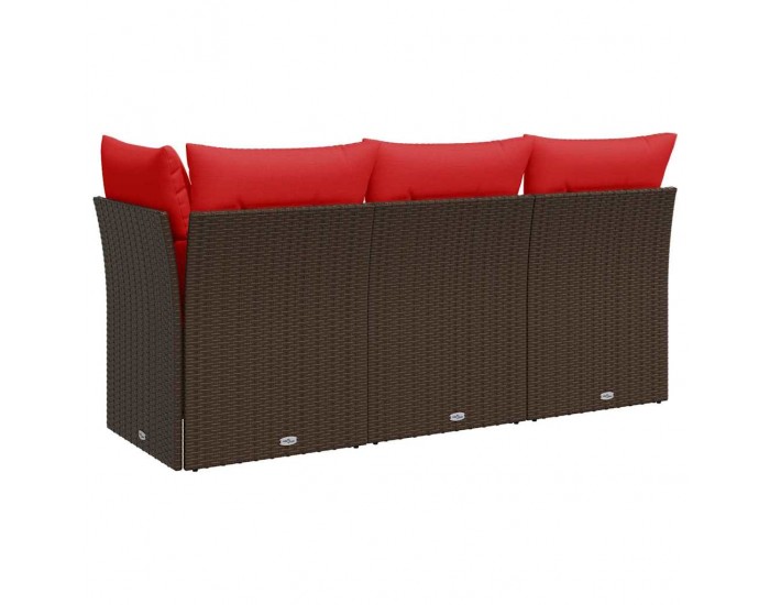 Sonata H Градински диван с възглавници, 3-местен, кафяв, полиратан