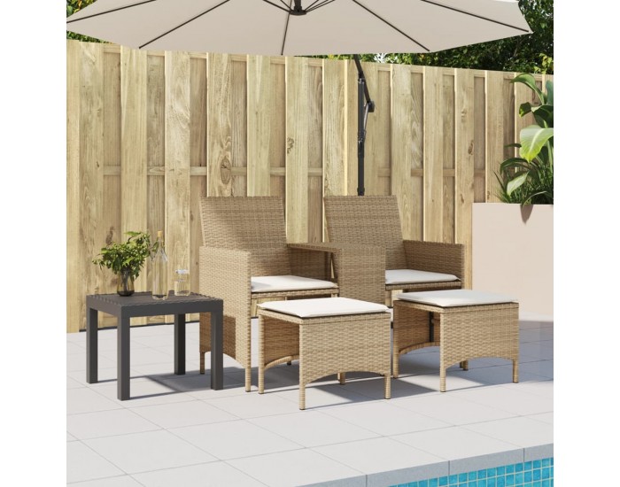 Sonata H 2-местен градински диван с маса и табуретки бежов полиратан