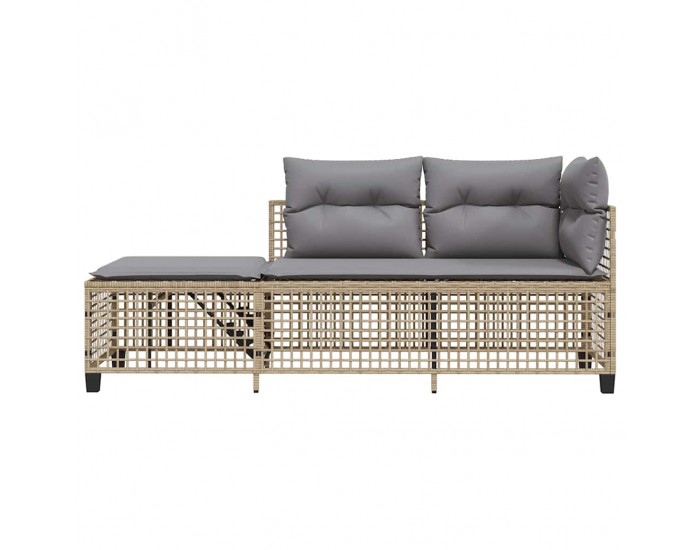 Sonata H Ъглов градински диван с възглавници 3части бежов микс полиратан