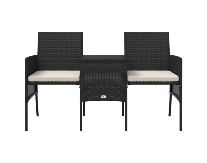 Sonata H 2-местен градински диван с маса и табуретки черен полиратан