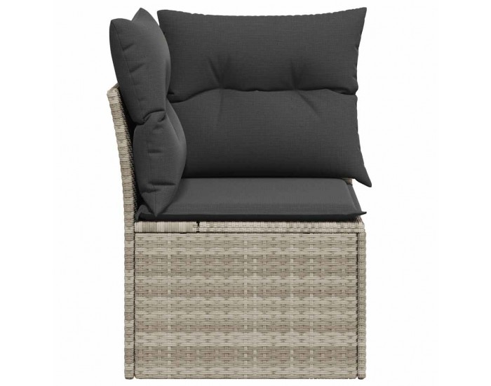 Sonata H Градински ъглов диван с възглавници, светлосив, полиратан