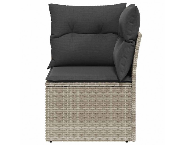 Sonata H Градински ъглов диван с възглавници, светлосив, полиратан