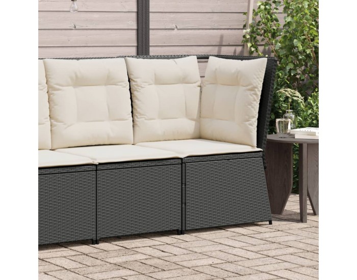 Sonata H Градински ъглов диван с възглавници черен полиратан