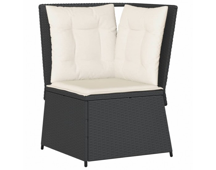 Sonata H Градински ъглов диван с възглавници черен полиратан