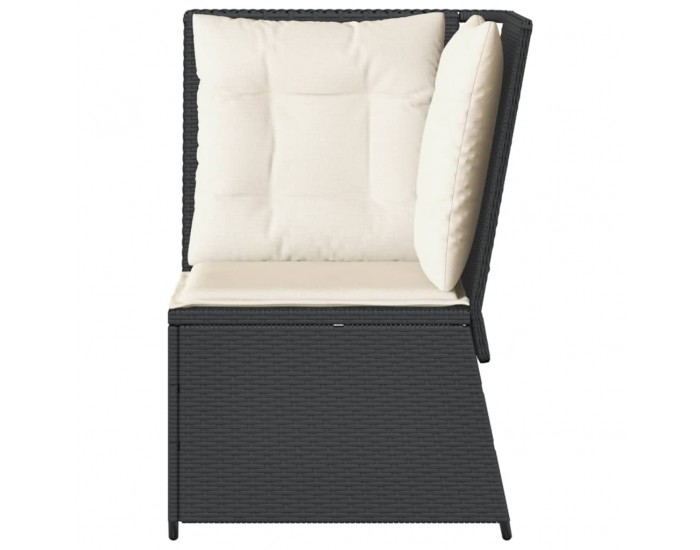 Sonata H Градински ъглов диван с възглавници черен полиратан