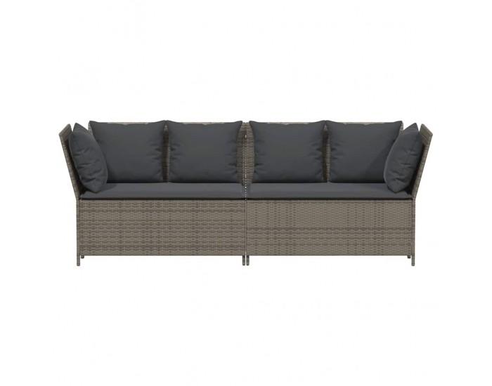 Sonata H Градински диван с възглавници, сив, полиратан