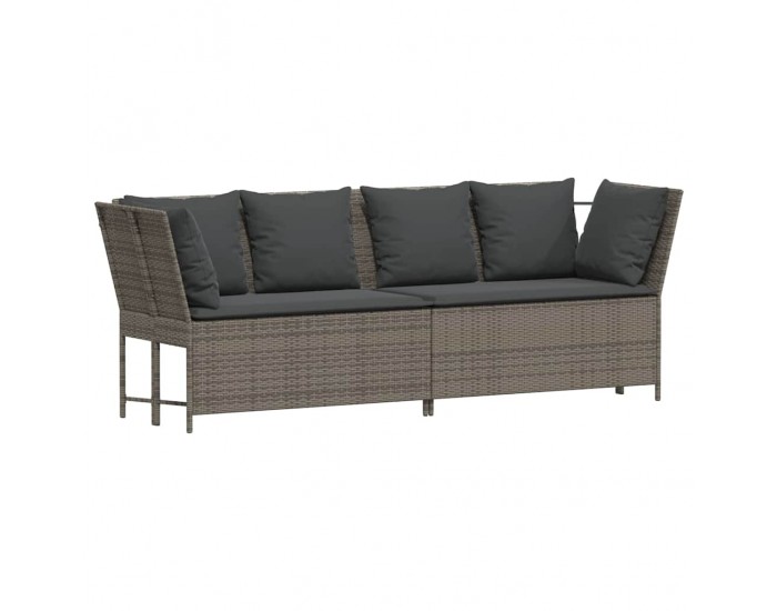 Sonata H Градински диван с възглавници, сив, полиратан