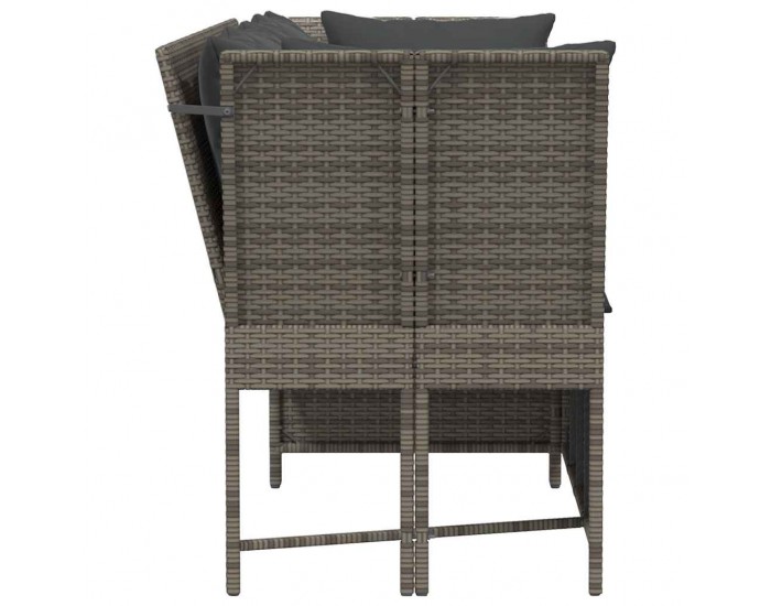 Sonata H Градински диван с възглавници, сив, полиратан