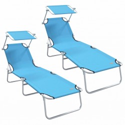 Sonata H Шезлонг 2-човек 2 pcs Синьо 58 x 188 x 77см текстил - Шезлонги