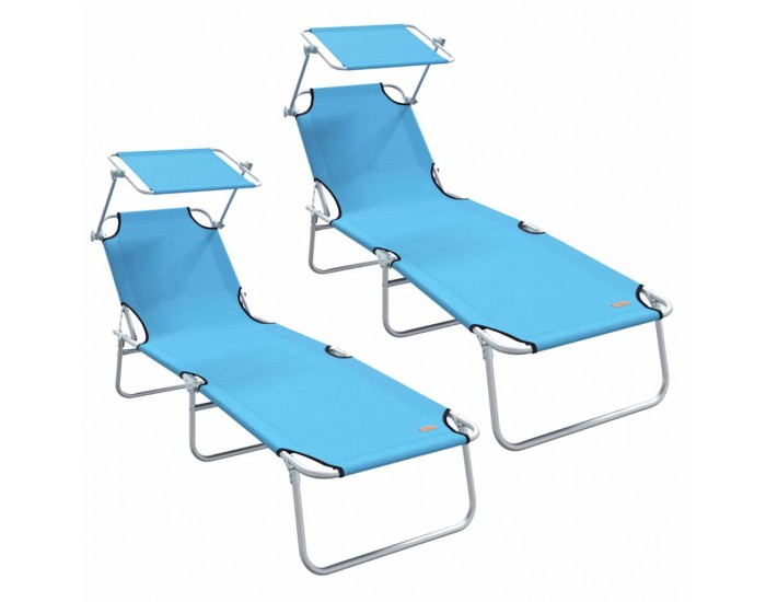 Sonata H Шезлонг 2-човек 2 pcs Синьо 58 x 188 x 77см текстил