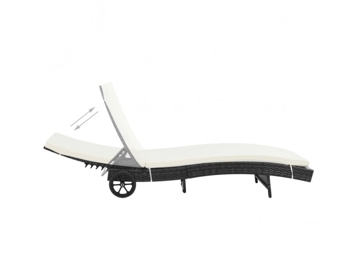 Sonata H Шезлонги, 2 бр, с колелца и шалтета, полиратан, черни