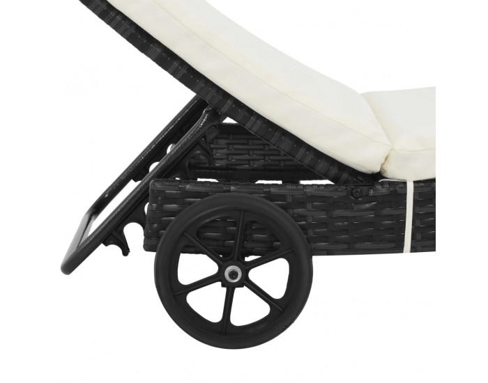 Sonata H Шезлонги, 2 бр, с колелца и шалтета, полиратан, черни