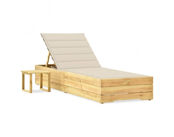 Sonata H Градински шезлонг с масичка и шалте, импрегнирано борово дърво