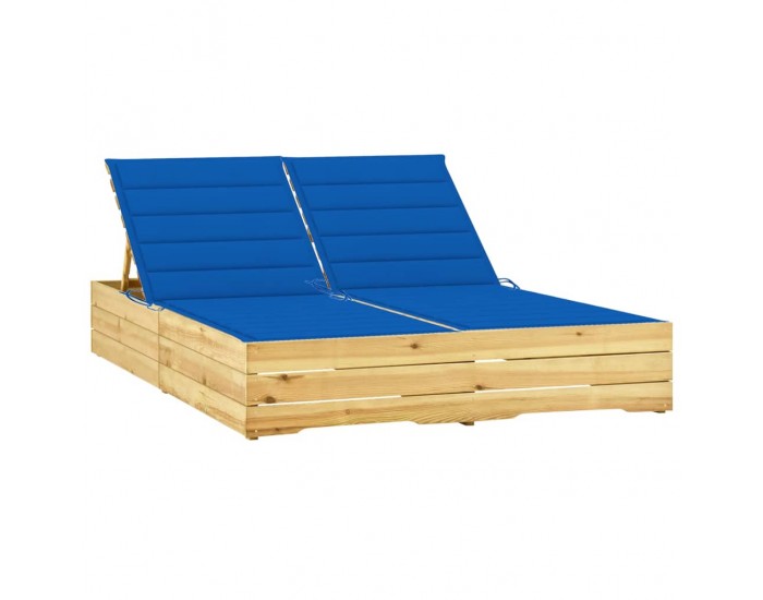 Sonata H Двоен шезлонг с кралскосини шалтета, импрегнирано борово дърво